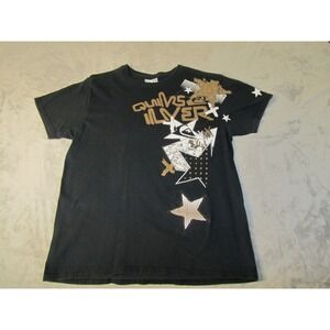 Quiksilver Mens Slim Fit Graphic T-Shirt Black Star Logo Tee XL Short Sleeve